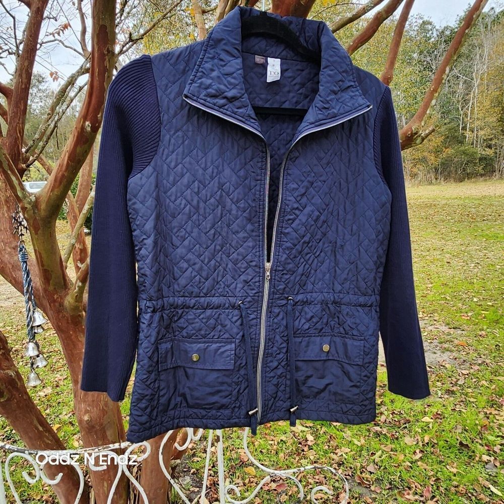 Thomas & Olivia Womens Quilted Zip-Up Jacket With Pockets